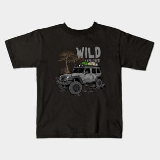 Wild Explorer Jeep - Adventure Grey Jeep Wild Explore for Outdoor enthusiasts Kids T-Shirt